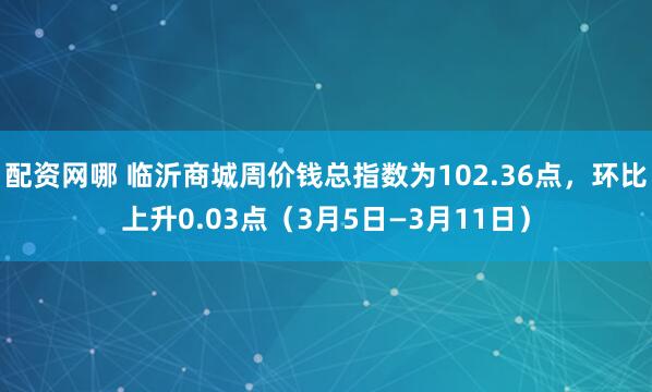 配资网哪 临沂商城周价钱总指数为102.36点，环比上升0.03点（3月5日—3月11日）