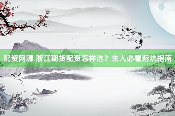 配资网哪 浙江期货配资怎样选？生人必看避坑指南
