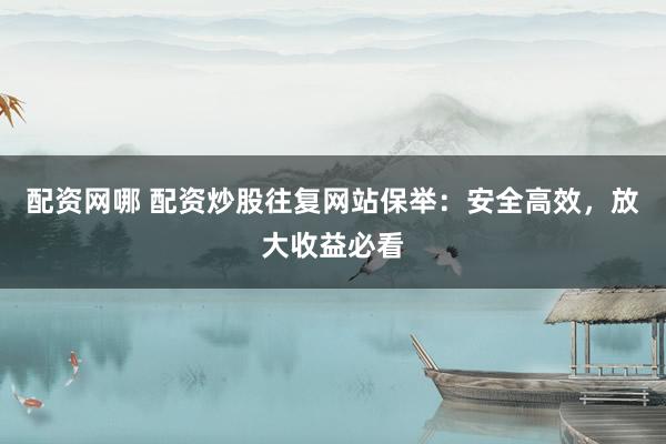 配资网哪 配资炒股往复网站保举：安全高效，放大收益必看