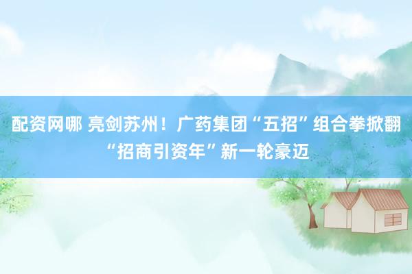 配资网哪 亮剑苏州！广药集团“五招”组合拳掀翻“招商引资年”新一轮豪迈